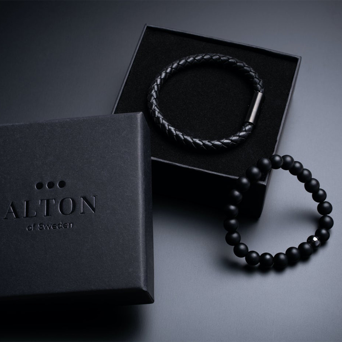Alton of Sweden – BLACK CALFSKIN hochwertiges Lederarmband aus Kalbsleder