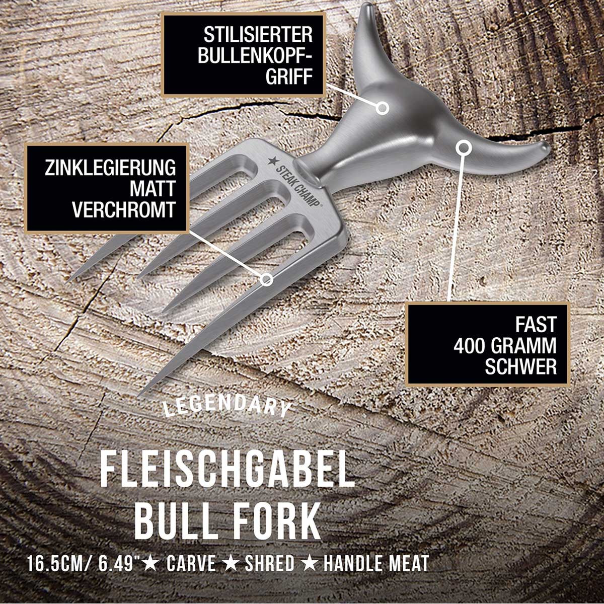 Bull Fork Fleischgabel im Stierkopf-Design von SteakChamp